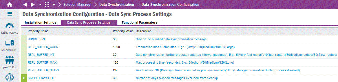 Data Sync Process Settings